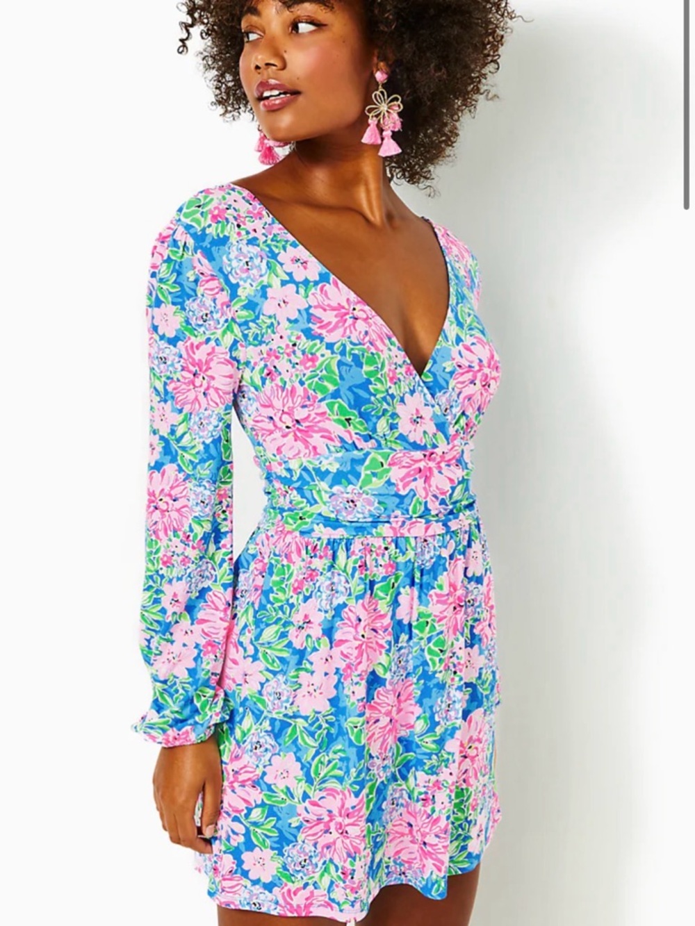 Lilly Pulitzer Riza Long Sleeved Romper in Multi Spring in Your Step